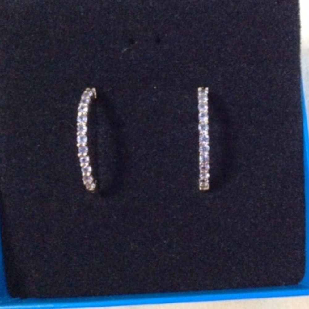 14k Gold Tanzanite Hoop Earrings